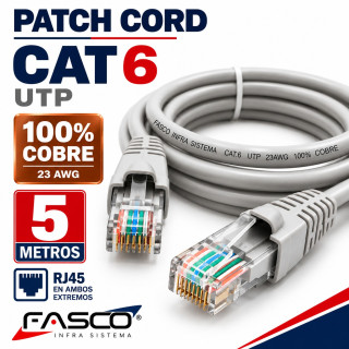 Patch Cord Cat6 UTP 5m RJ45 Pack 50 Piezas FASCO