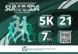Invita IMSS Chiapas a la Primera Carrera Pedestre “Suma Vida, Dona Órganos”